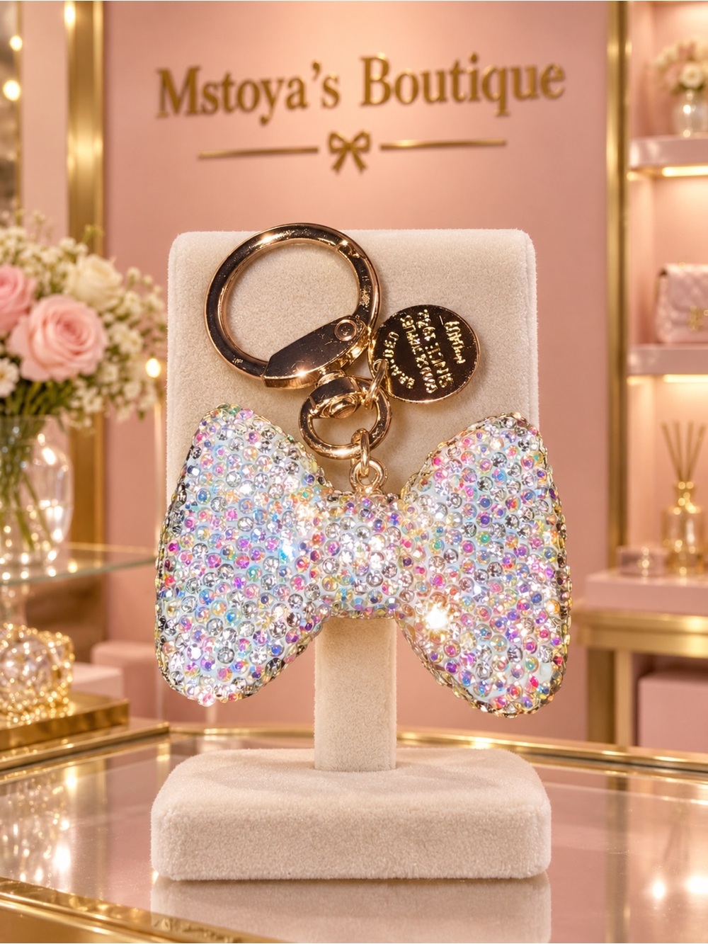 Crystal Bow Keychain - Iridescent